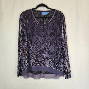 Simply Vera Vera Wang Velvet Purple Long Sleeve Blouse Witchy Whimsigoth XL